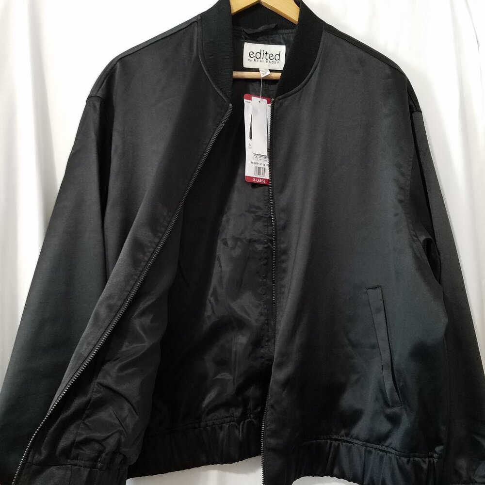 Edited by Remi Bader - Women's Satin-Style Bomber Jacket - Size XL - Black -NEW! - Picture 9 of 11